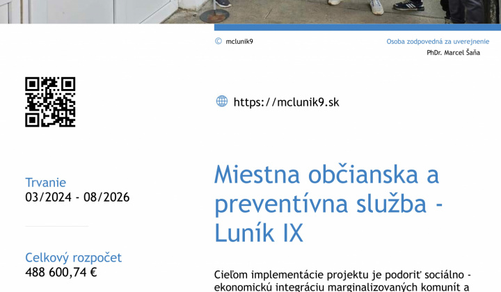 1. fotografia fotogalérie Projekty / Miestne občianske a preventívne služby v obci Mestská časť Košice – Luník IX - foto
